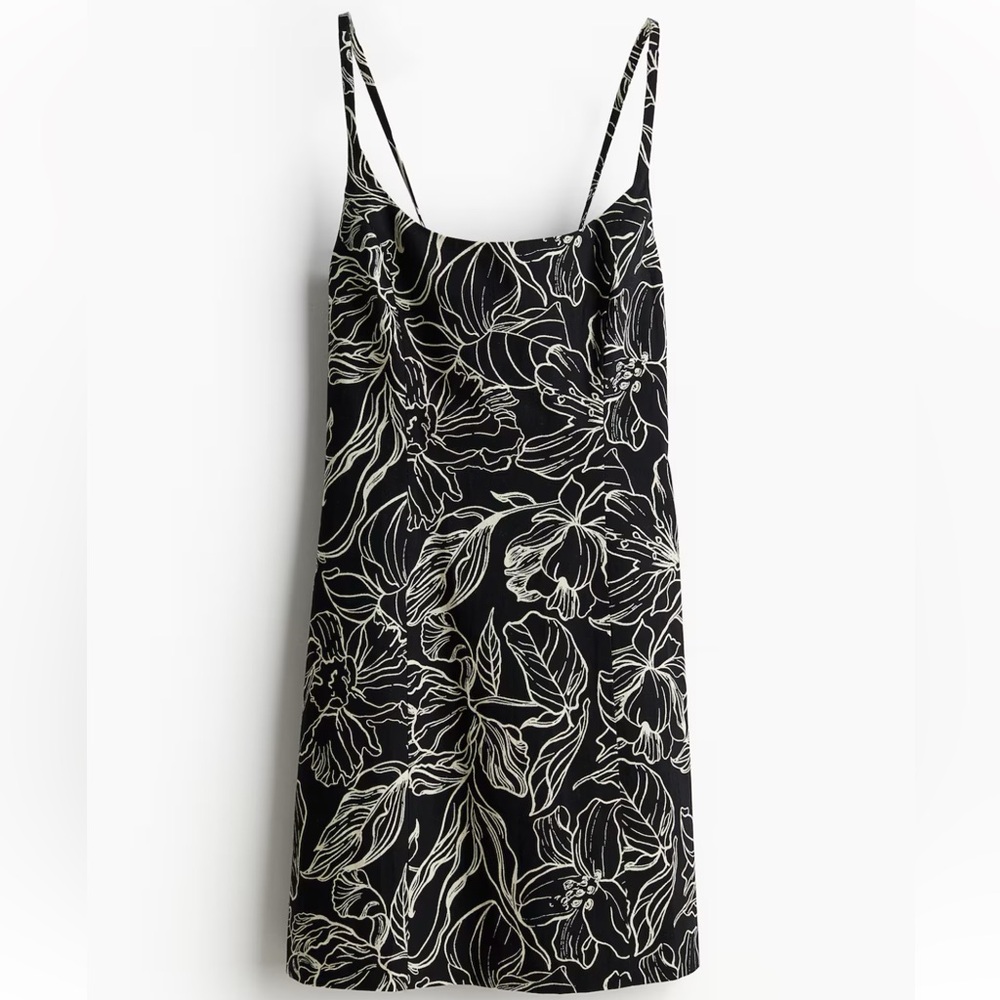 Floral Black and White Dress